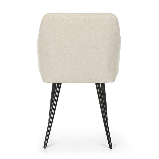 4x Čalúnená stolička so štvorcovým prešívaním Béžová LUXANO Čierne nohy látka Lumos