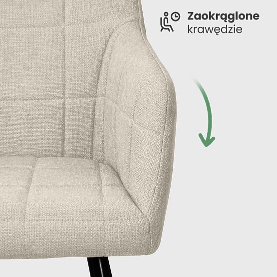 4x Čalúnená stolička so štvorcovým prešívaním Béžová LUXANO Čierne nohy látka Lumos