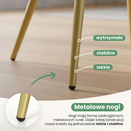 4x Čalúnená stolička so štvorcovým prešívaním Béžová LUXANO Zlaté nohy