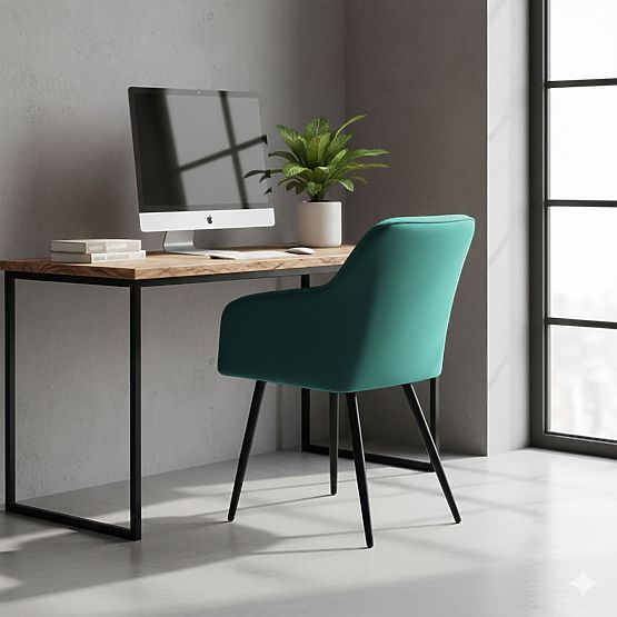 4x Čalúnená stolička so štvorcovým prešívaním Fľašková Zelená LUXANO Čierne nohy