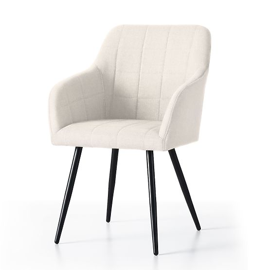 4x Čalúnená stolička so štvorcovým prešívaním Krémová LUXANO Čierne nohy látka Lumos