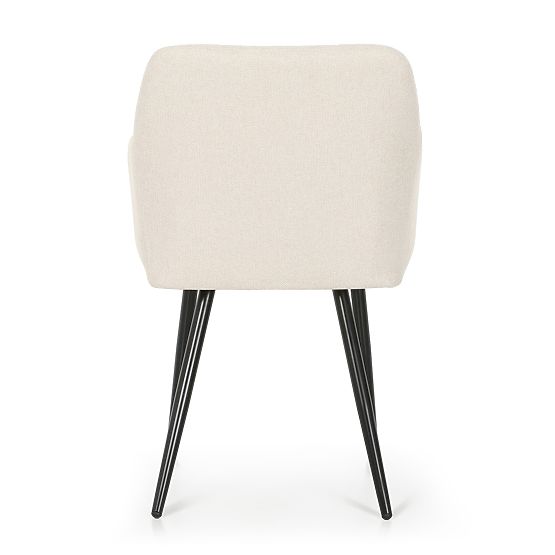 4x Čalúnená stolička so štvorcovým prešívaním Krémová LUXANO Čierne nohy látka Lumos