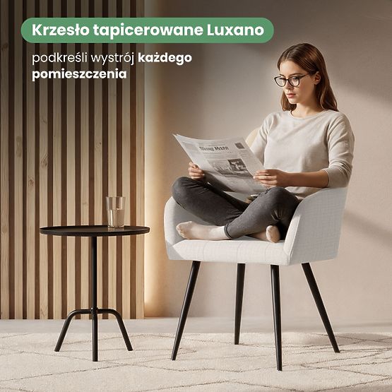 4x Čalúnená stolička so štvorcovým prešívaním Krémová LUXANO Čierne nohy látka Lumos
