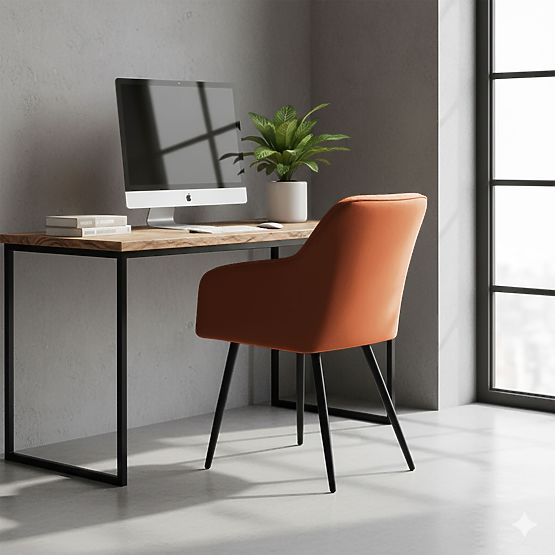 4x Čalúnená stolička so štvorcovým prešívaním Medená LUXANO Čierne nohy