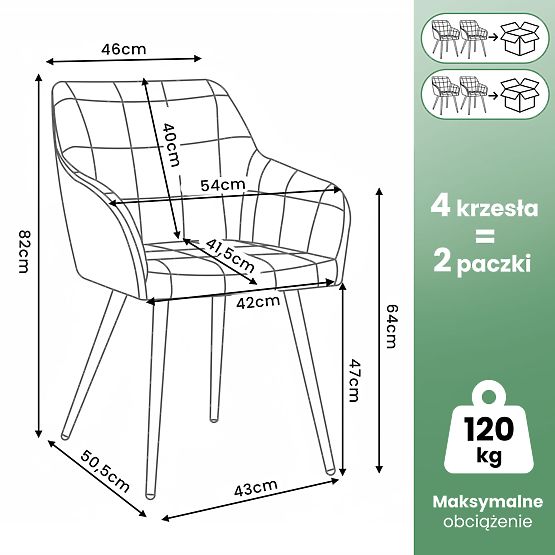 4x Čalúnená stolička so štvorcovým prešívaním Púdrová Ružová LUXANO Zlaté nohy