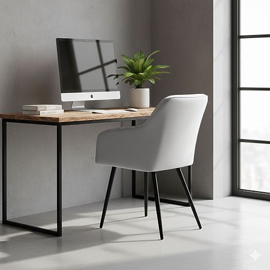 4x Čalúnená stolička so štvorcovým prešívaním Sivá LUXANO Čierne nohy