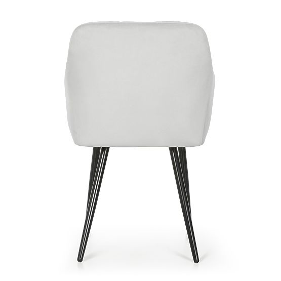 4x Čalúnená stolička so štvorcovým prešívaním Sivá LUXANO Čierne nohy