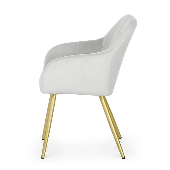 4x Čalúnená stolička so štvorcovým prešívaním Sivá LUXANO Zlaté nohy