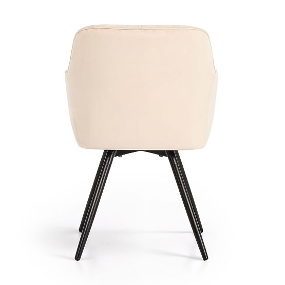 4x Zamatová otočná stolička s prešívaním Béžová TURNO Čierne nohy