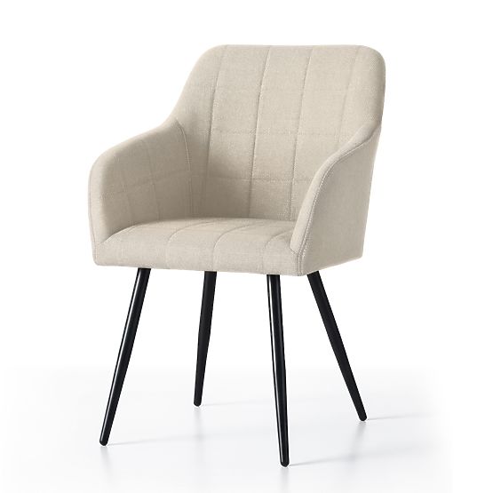 6x Čalúnená stolička so štvorcovým prešívaním Béžová LUXANO Čierne nohy látka Lumos