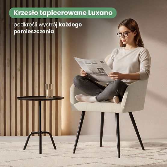 6x Čalúnená stolička so štvorcovým prešívaním Béžová LUXANO Čierne nohy látka Lumos