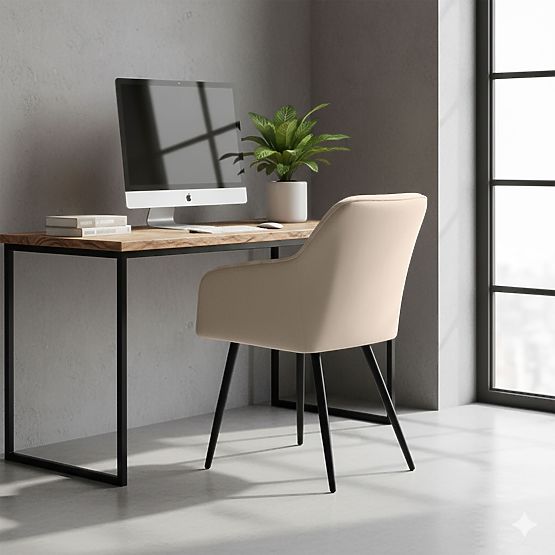 6x Čalúnená stolička so štvorcovým prešívaním Béžová LUXANO Čierne nohy