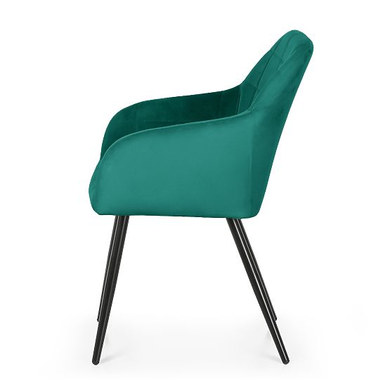 6x Čalúnená stolička so štvorcovým prešívaním Fľašková Zelená LUXANO Čierne nohy