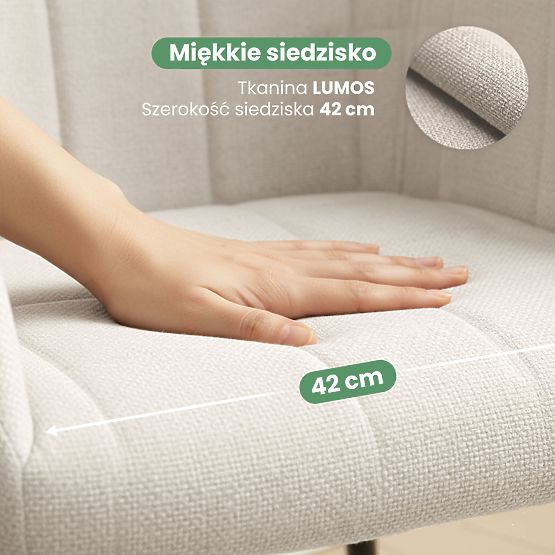 6x Čalúnená stolička so štvorcovým prešívaním Krémová LUXANO Čierne nohy látka Lumos