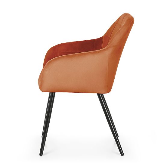 6x Čalúnená stolička so štvorcovým prešívaním Medená LUXANO Čierne nohy