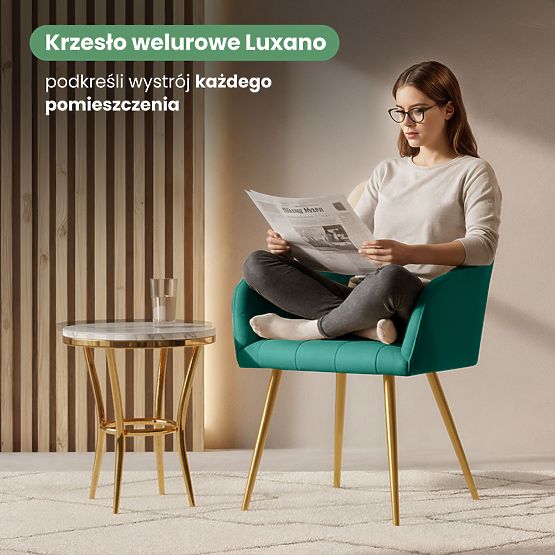 6x Čalúnená stolička so štvorcovým prešívaním Smaragdovo Zelená LUXANO Zlaté nohy