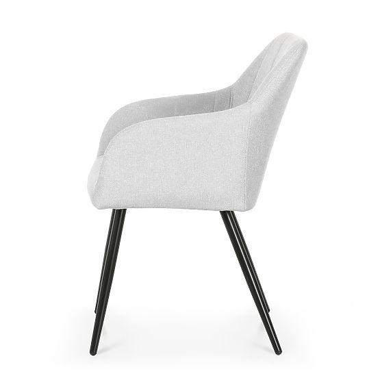 6x Čalúnená stolička so štvorcovým prešívaním Svetlosivá LUXANO Čierne nohy látka Lumos