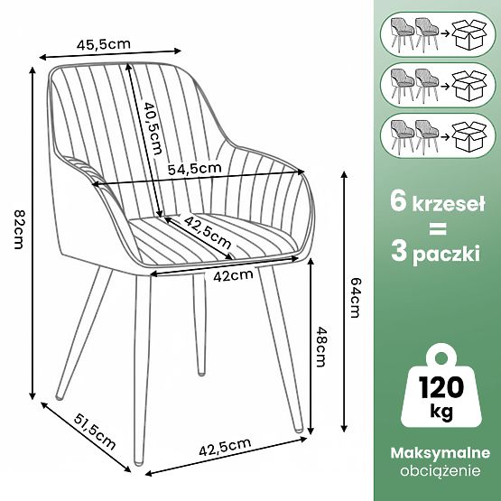 6x Zamatová čalúnená stolička s prešívaním Béžová FLORENCE Čierne nohy