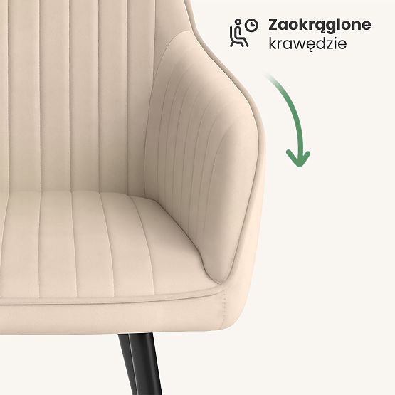 6x Zamatová čalúnená stolička s prešívaním Béžová FLORENCE Čierne nohy