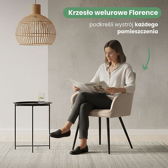 6x Zamatová čalúnená stolička s prešívaním Béžová FLORENCE Čierne nohy