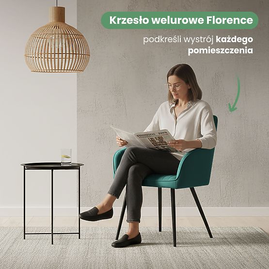 6x Zamatová čalúnená stolička s prešívaním Fľašková Zelená FLORENCE Čierne nohy