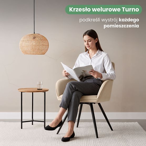 6x Zamatová otočná stolička s prešívaním Béžová TURNO Čierne nohy