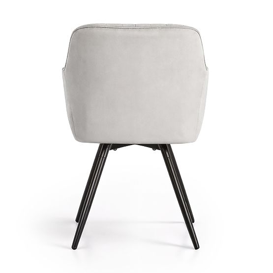 6x Zamatová otočná stolička s prešívaním Sivá TURNO Čierne nohy