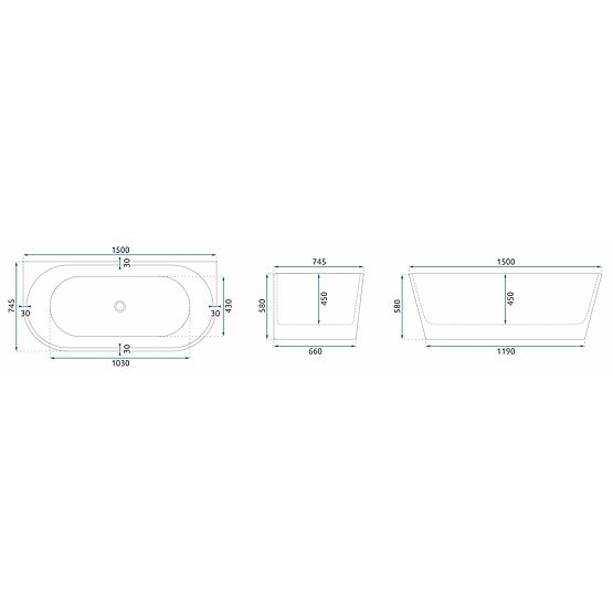 Akrylátová nástenná vaňa OLIMPIA 150 cm