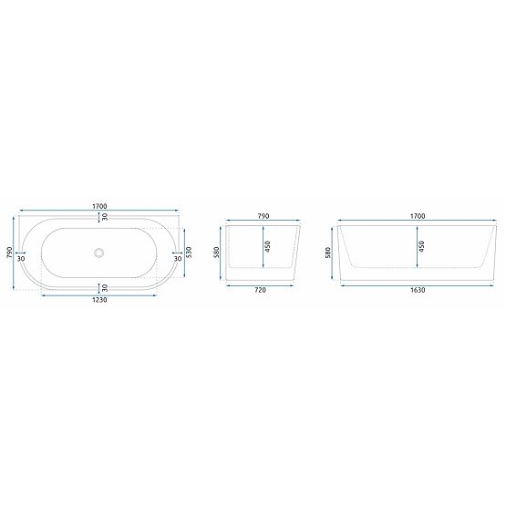 Akrylátová nástenná vaňa VENETA 170 cm
