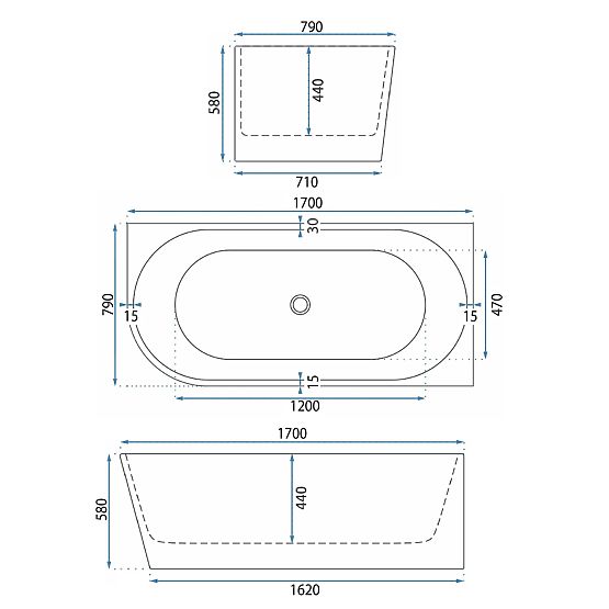 Akrylátová Rohová Vaňa BELLANTO SLIM 170 Pravá