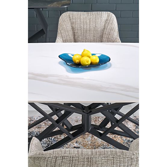 ALFREDO rozkladací stôl, biely mramor / čierny (2p=1ks)