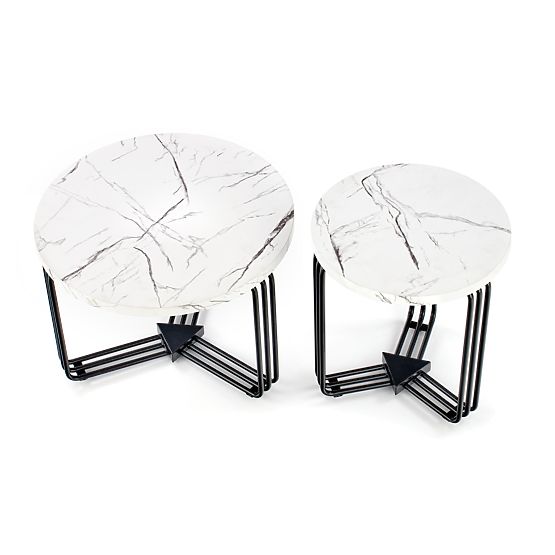 ANTICA M konferenčný stolík doska - biely mramor, rám - čierny (2p=1ks)