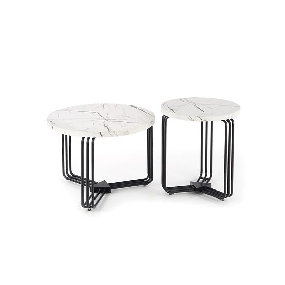 ANTICA M konferenčný stolík doska - biely mramor, rám - čierny (2p=1ks)