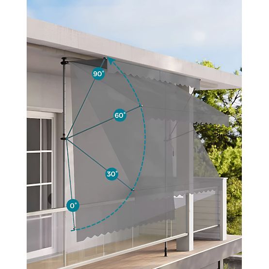 Balkónová slnečná markíza s nastaviteľnou výškou, vodeodolná s ručnou kľukou