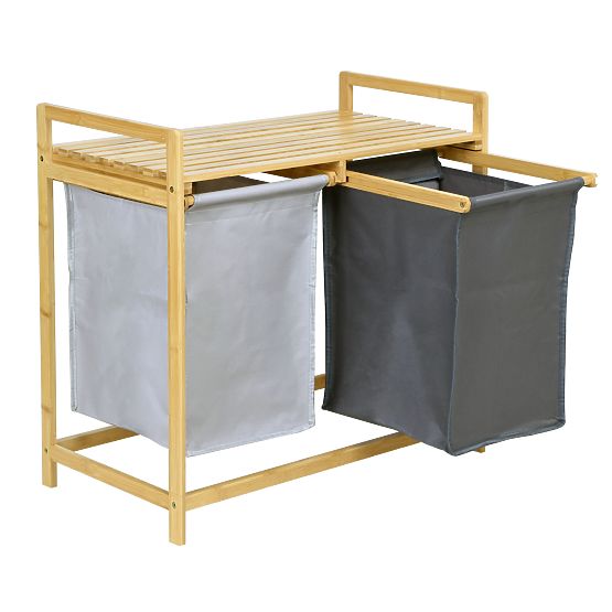 Bambusový kôš na bielizeň alebo hračky HANOI 2 priehradky DUO FARBA