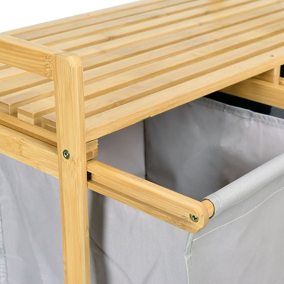 Bambusový kôš na bielizeň alebo hračky HANOI 2 priehradky DUO FARBA