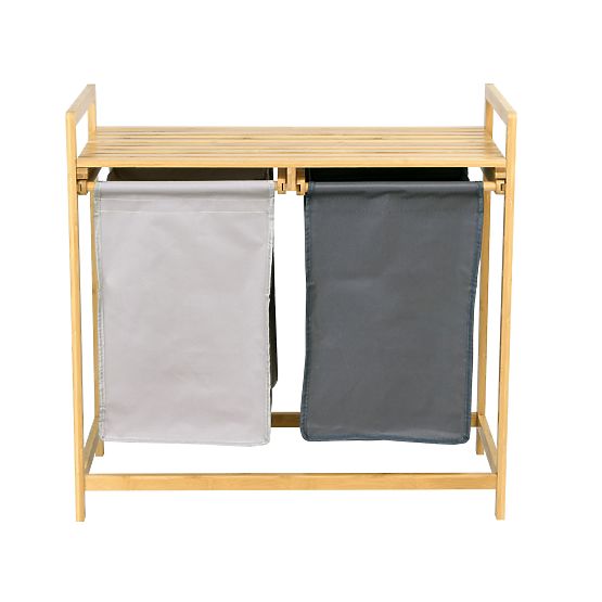 Bambusový kôš na bielizeň alebo hračky HANOI 2 priehradky DUO FARBA