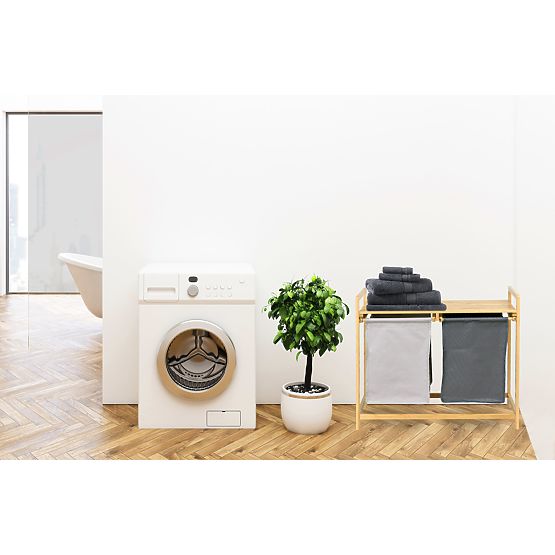 Bambusový kôš na bielizeň alebo hračky HANOI 2 priehradky DUO FARBA