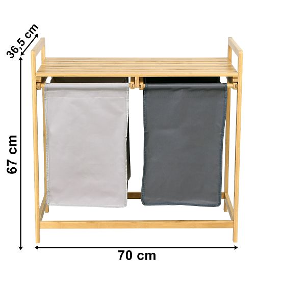 Bambusový kôš na bielizeň alebo hračky HANOI 2 priehradky DUO FARBA