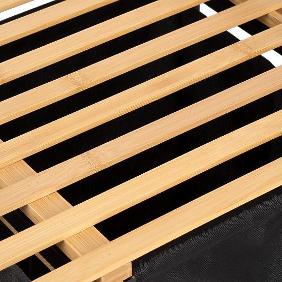 bambusový kôš na bielizeň alebo hračky HANOI BLACK 2 priehradky DUO FARBA