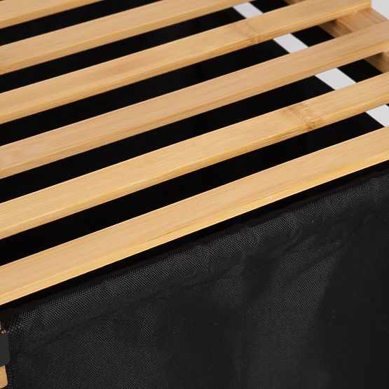 bambusový kôš na bielizeň alebo hračky HANOI BLACK 2 priehradky DUO FARBA