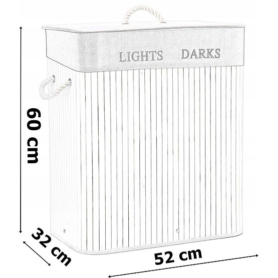 Bambusový kôš na bielizeň s 2 komorami prírodný