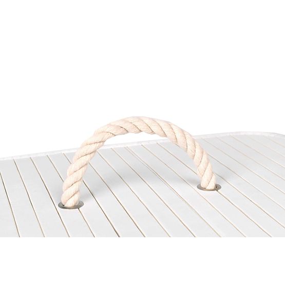 Bambusový kôš na bielizeň s vekom 80L bielo-sivý