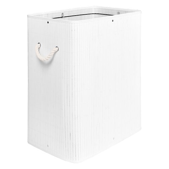 Bambusový kôš na bielizeň s vekom SOREN 80L biely