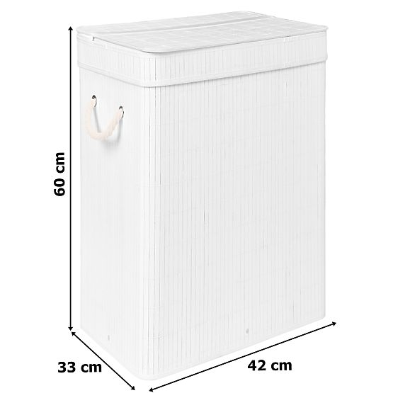 Bambusový kôš na bielizeň s vekom SOREN 80L biely