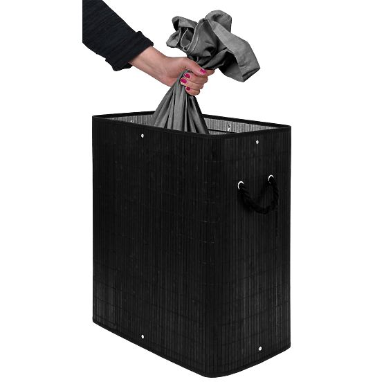 Bambusový kôš na prádlo s vekom 100L čierny