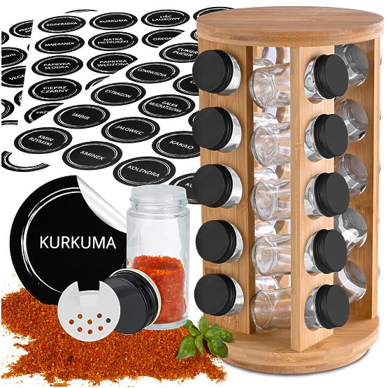 Bambusový otočný stojan na korenie ROTOR