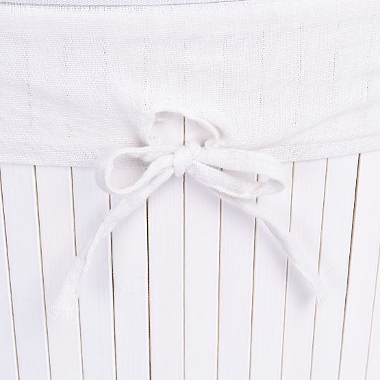 Bambusový rohový kôš na bielizeň s bielym vekom