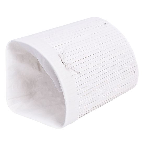 Bambusový rohový kôš na bielizeň s bielym vekom