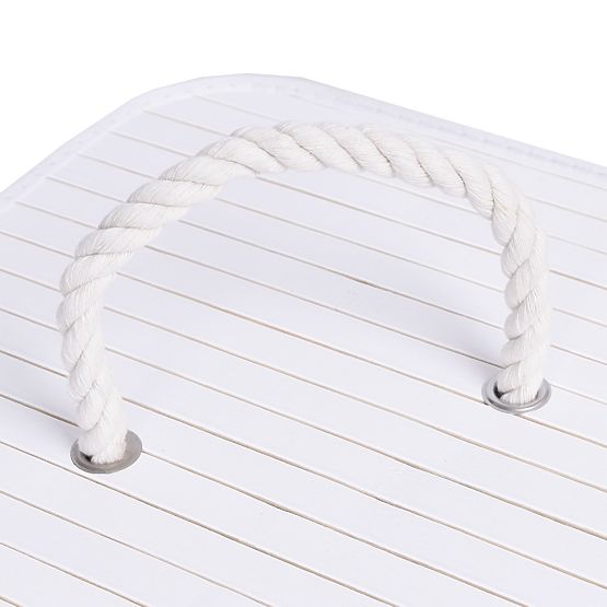 Bambusový rohový kôš na bielizeň s vekom bielo-sivý